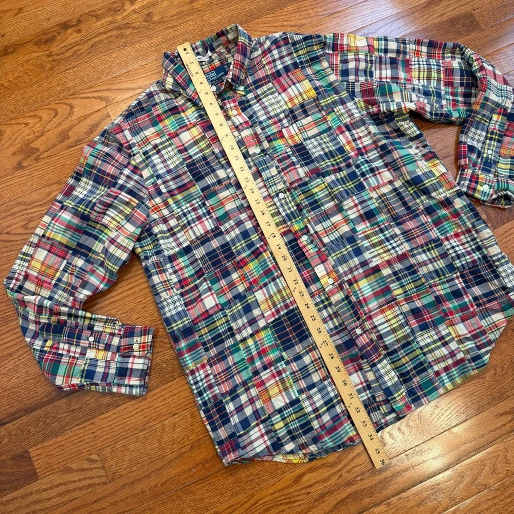 Vintage Polo Ralph Lauren Indian Madras Patchwork Button Down Shirt Mens 2XL Y2K